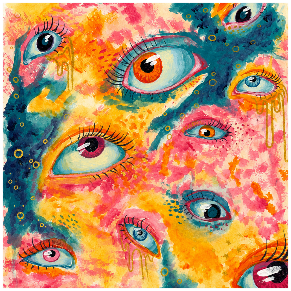 Watching You Canvas Print | Eye Artwork Mixed Media