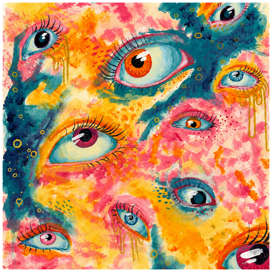 Watching You Canvas Print | Eye Artwork Mixed Media