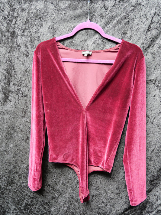 Express Burgundy Velvet Bodysuit