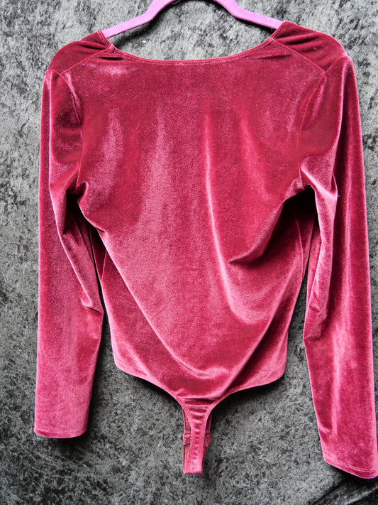 Express Burgundy Velvet Bodysuit