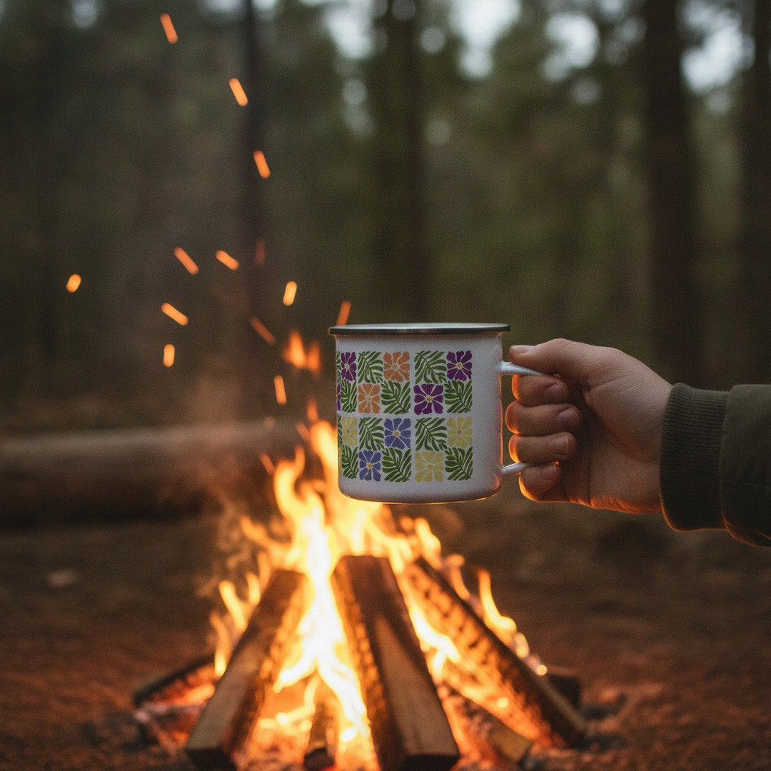 Floral Enamel Camping Mug